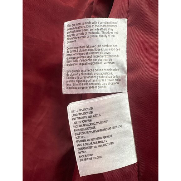 Michael Kors Red Puffer Jacket with Faux Fur Hood - Picture 6 of 6